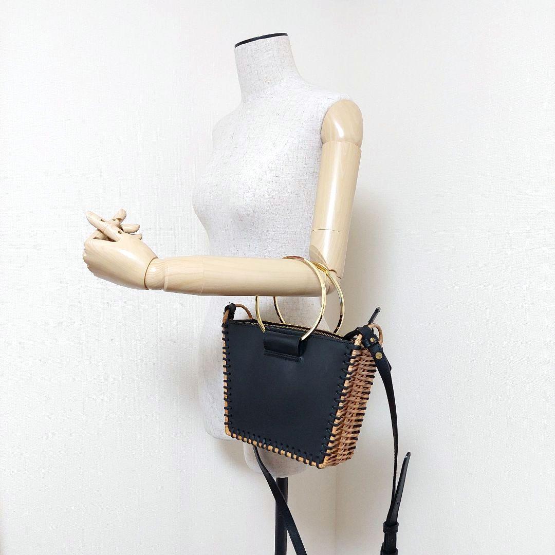 VIOLA d'ORO ヴィオラドーロ かごバッグ 黒/ナチュラル 2way