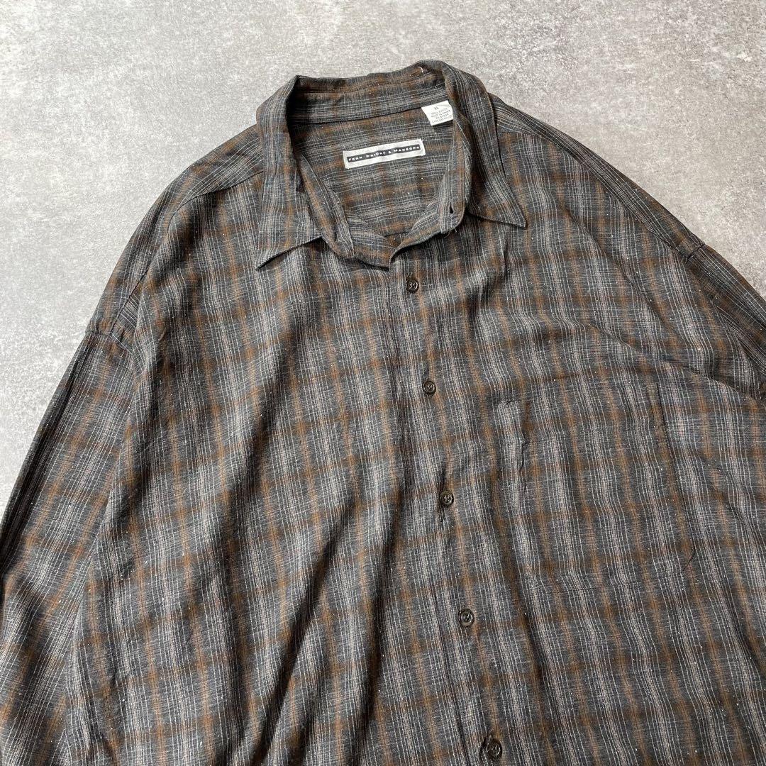 FENN WRIGHT &MASON XL レーヨン オンブレチェック シャツ