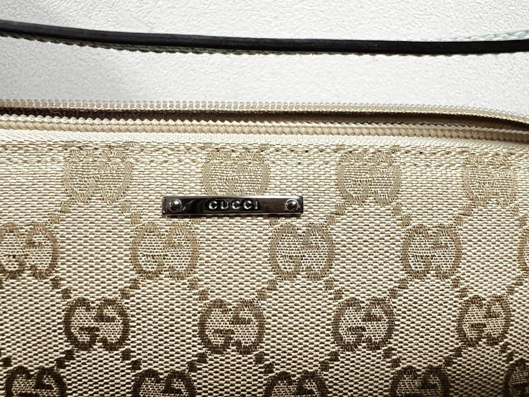 美品　GUCCI　GGキャンバス　ターコイズブルー　ポーチ