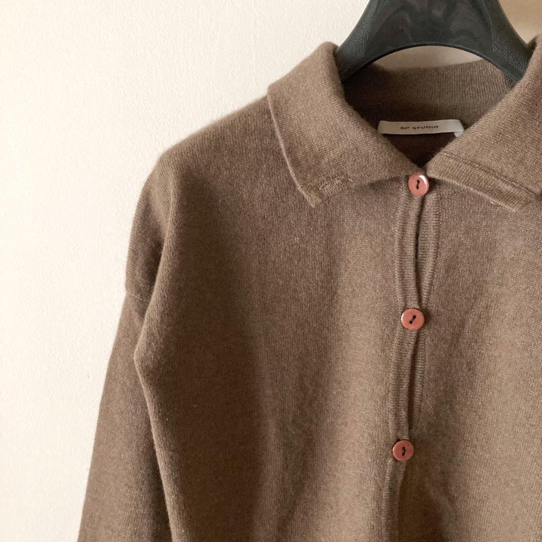 イタリア製BP STUDIO*高密度カシミヤウール ゆるいポロニット*ブラウン イタリア製BP STUDIO*高密度カシミヤウール ゆるいポロニット*ブラウン