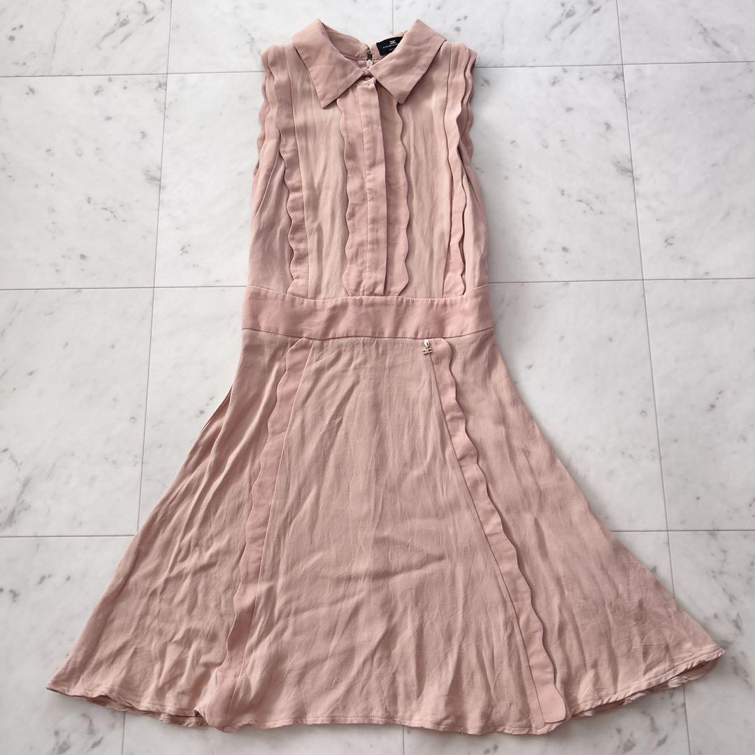 ELISABETTA FRANCHI ノースリーブワンピース ピンクベージュ40