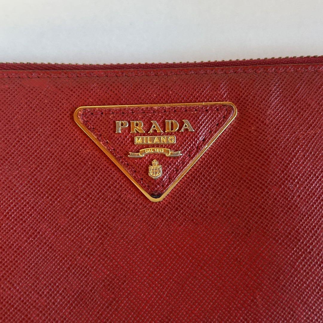 PRADA 長財布 赤 サフィアーノ 箱付き