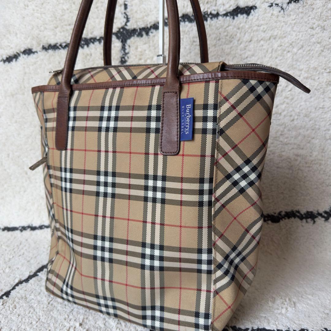 バーバリーブルーレーベル トートバッグ ノバチェック A4 レザーBURBERRY BLUE LABEL