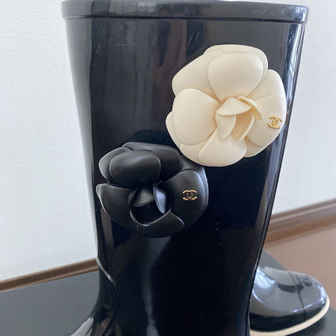 シャネル レインブーツ 38 CHANEL 長靴