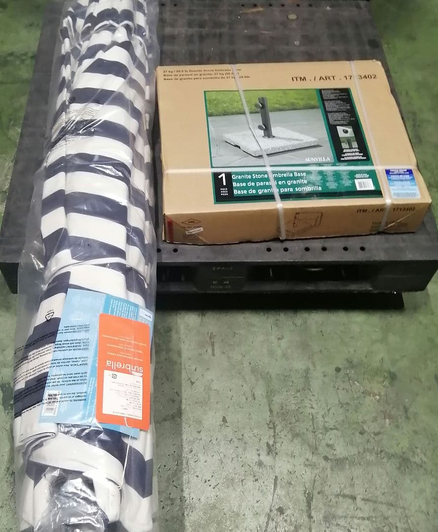 サンヴィラ Cabana 屋外用 パラソル 3.35m ネイビー ホワイト