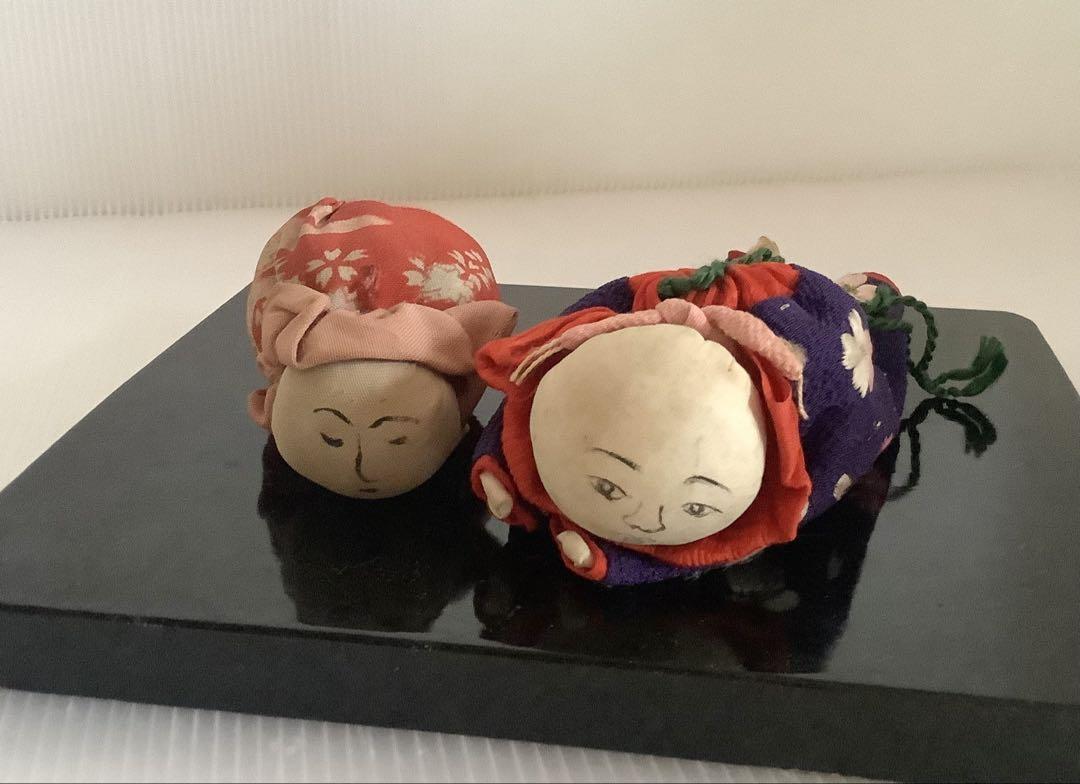 縮緬細工♪前山初作♪赤ちゃん人形二本♪巾着袋にお手玉♪傷み、訳あり