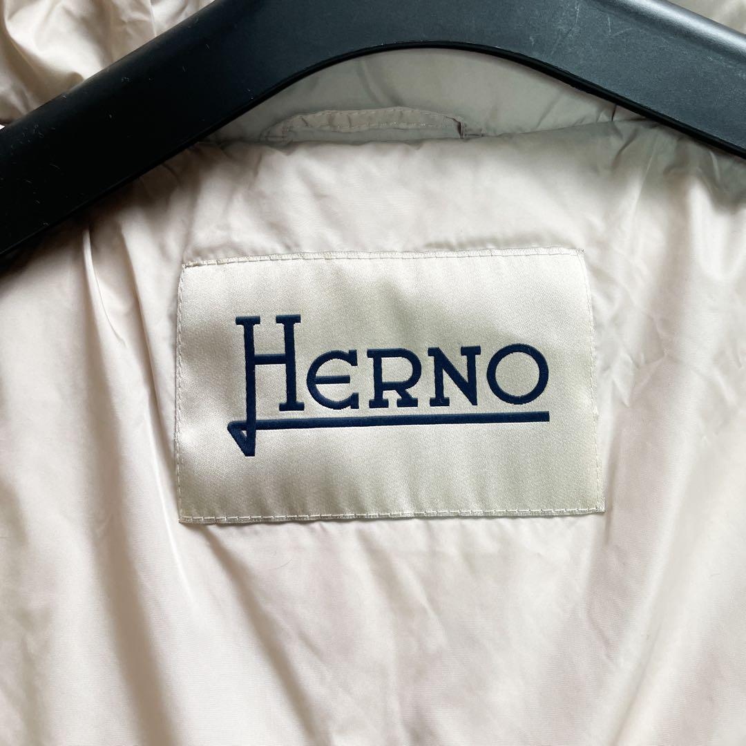 美品　HERNO　ロングダウンコート　フード収納　Aライン　美シルエット　44