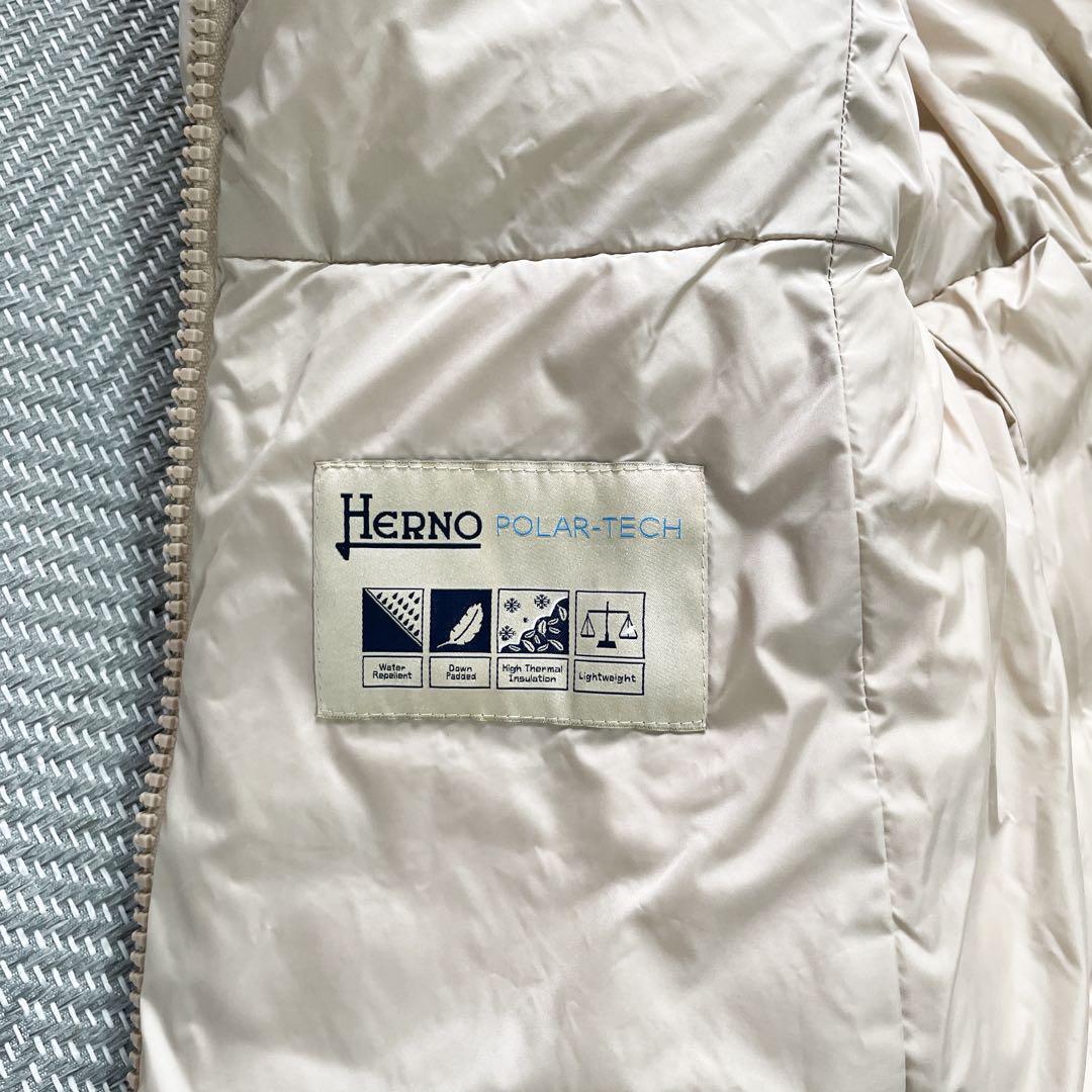 美品　HERNO　ロングダウンコート　フード収納　Aライン　美シルエット　44