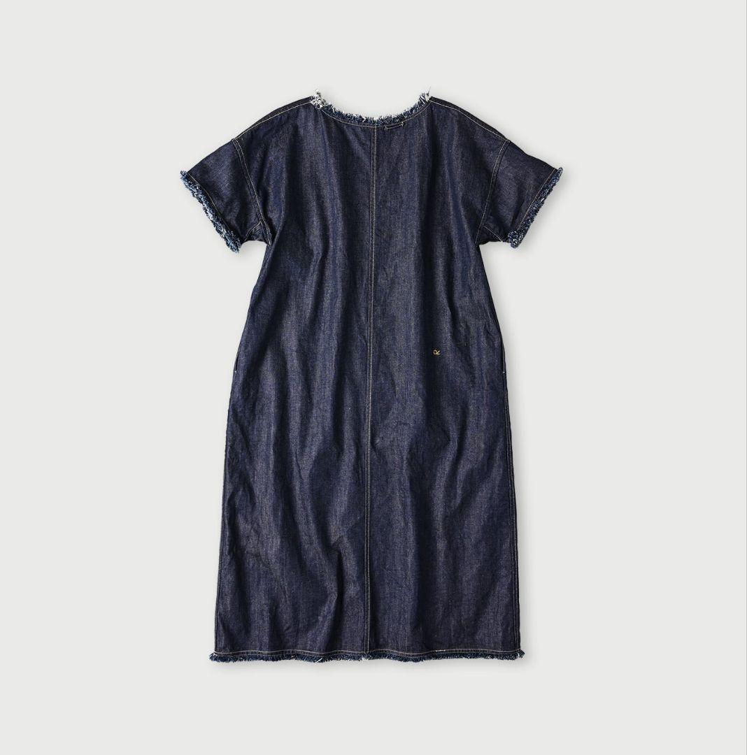 本日だけ特価45R★ライ麦デニムのフリンジドレス（濃）今季