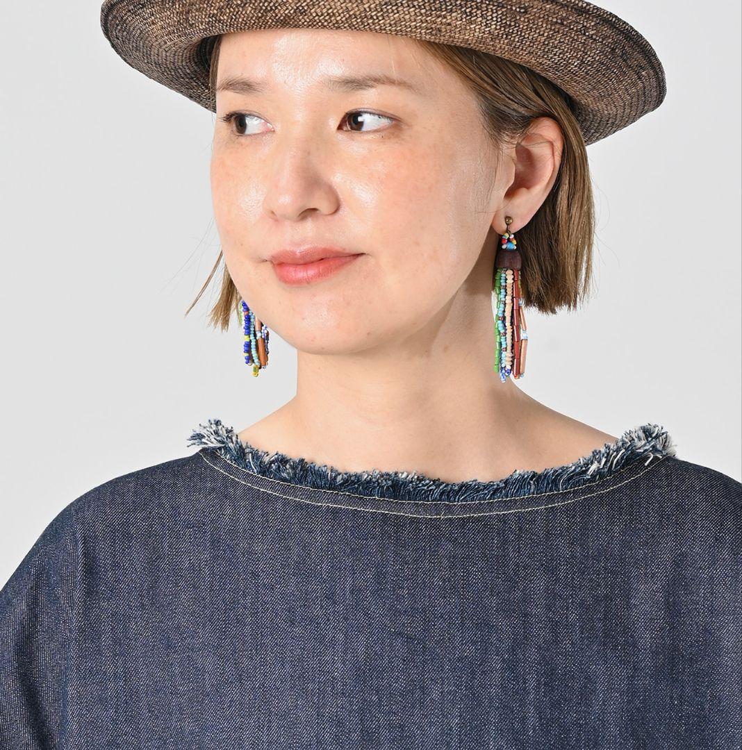 本日だけ特価45R★ライ麦デニムのフリンジドレス（濃）今季