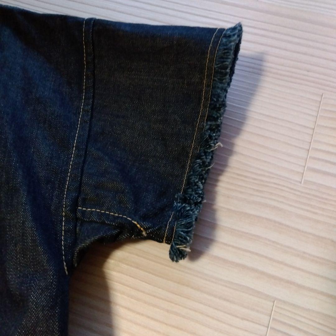 本日だけ特価45R★ライ麦デニムのフリンジドレス（濃）今季