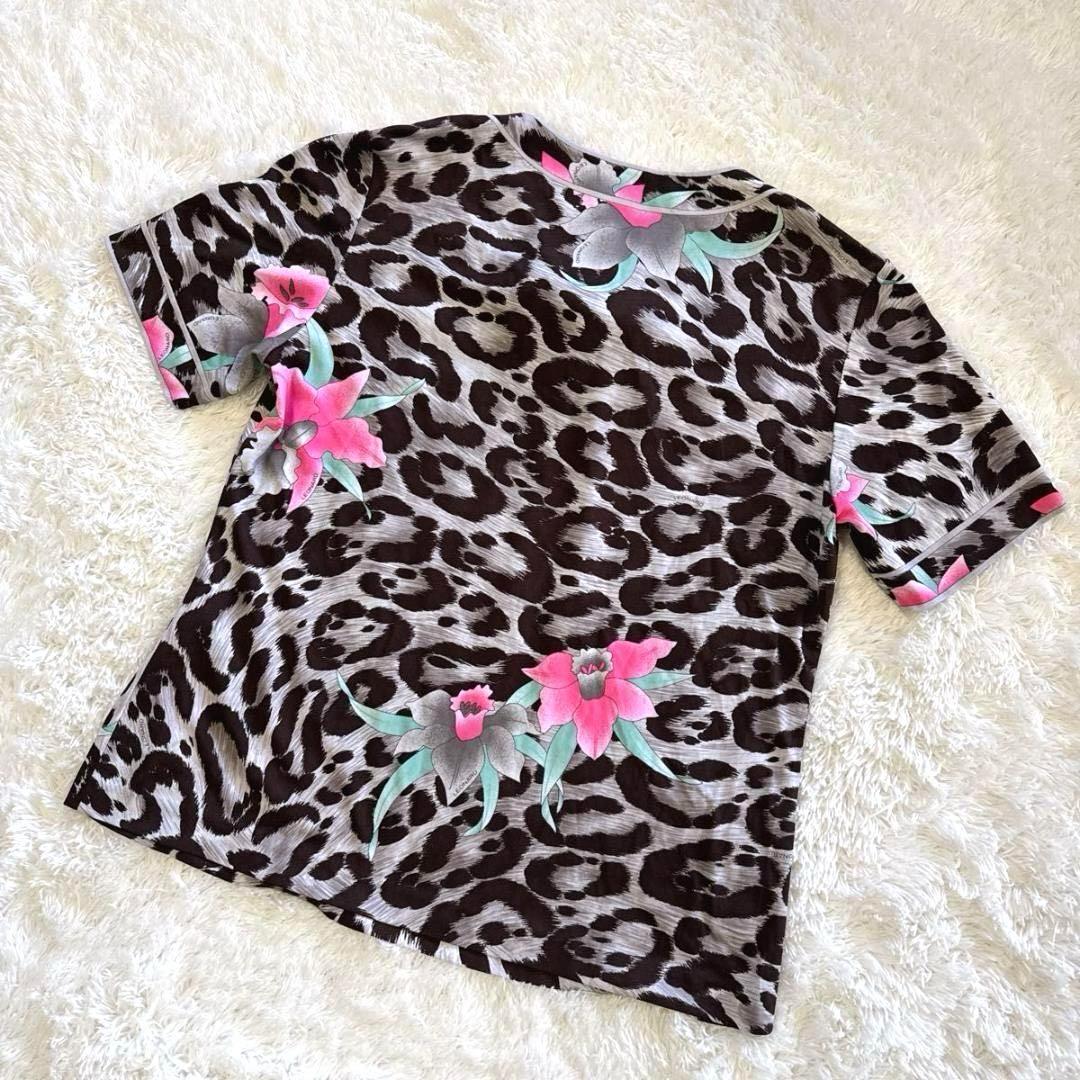 LEONARD レオナール 半袖tシャツ カットソー レオパード 花柄