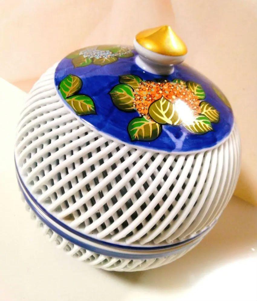✧SALE中✧ 有田焼 琴峰 網目透かし 菓子器 紫陽花 アジサイ
