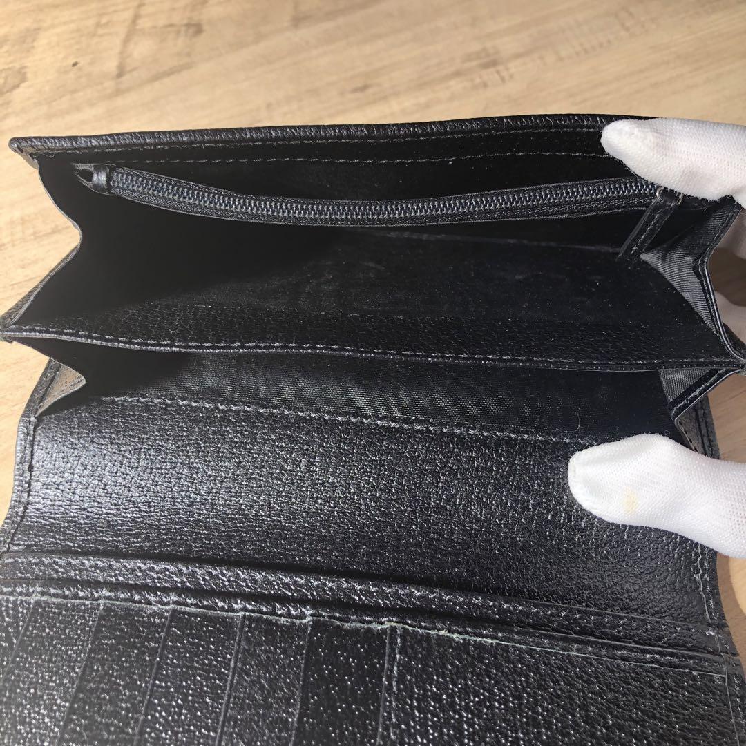 GUCCI 長財布 GGキャンバス 黒 レザー ブラック