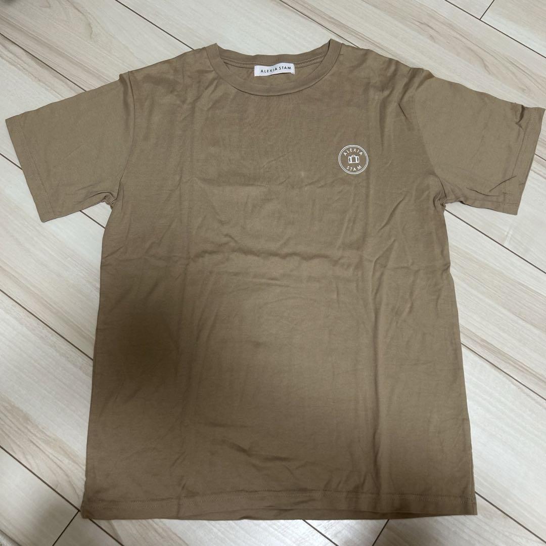 ALEXIASTAM ロゴプリントTシャツ モカ - メルカリ