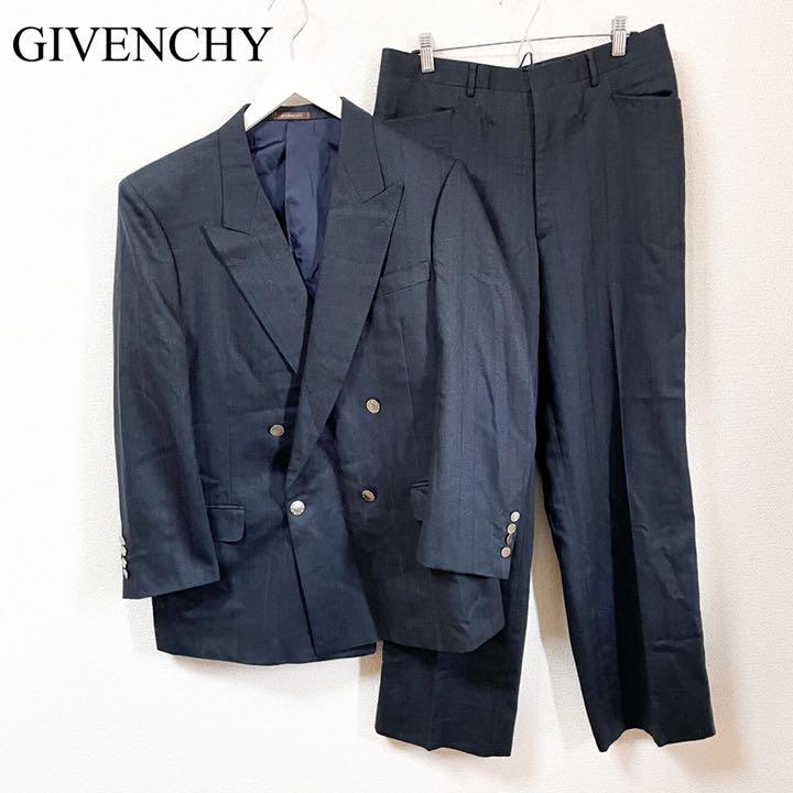 ブルー系,L上品 L相当 GIVENCHY スーツ ダブル 銀釦 ストライプ 格安新品 セットアップ ローブス&コンフェクションズ19/20AW セットアップ