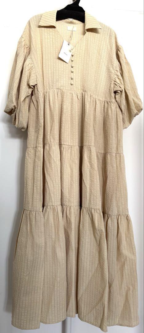ollun stripe tiered one piece CreamSサイズ