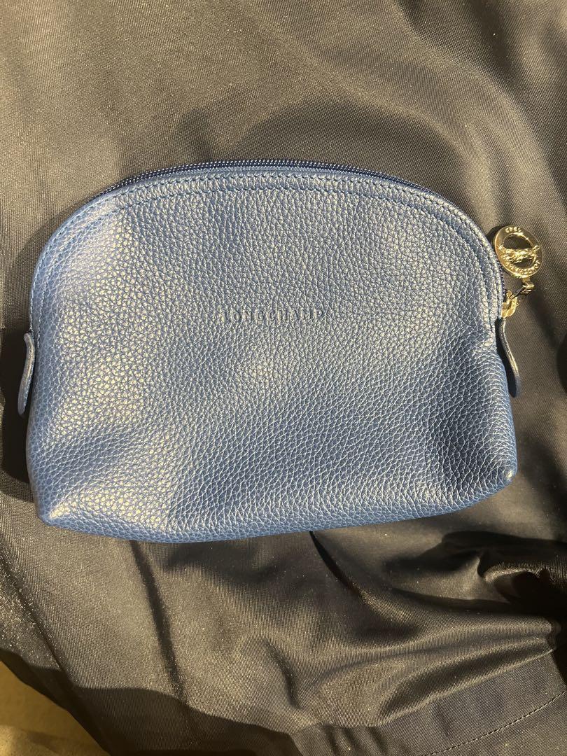 新品　LONGCHAMP ネイビー レザー ポーチ
