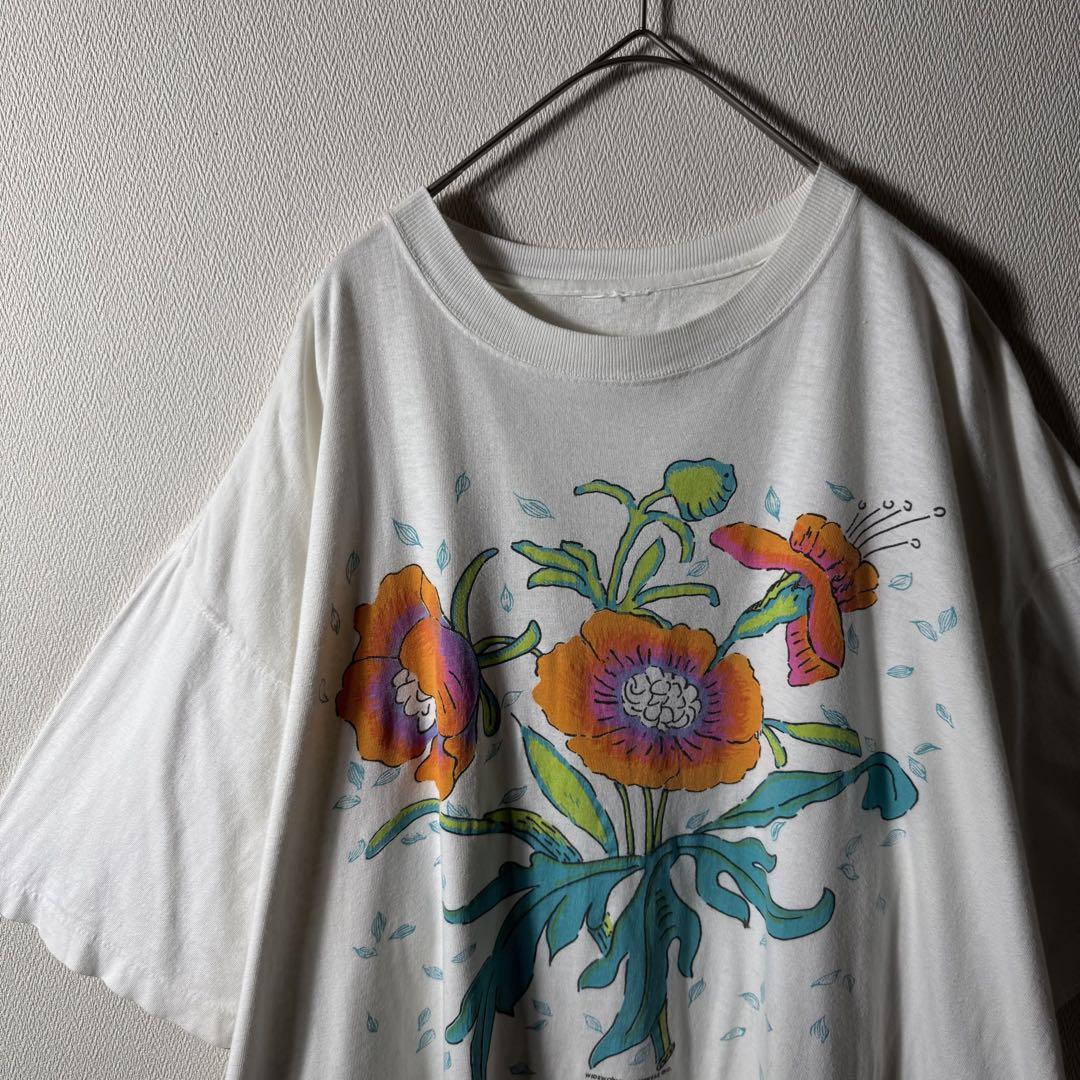 希少‼️90s Sun flower 向日葵 花 アート SOF TEE XL - メルカリ