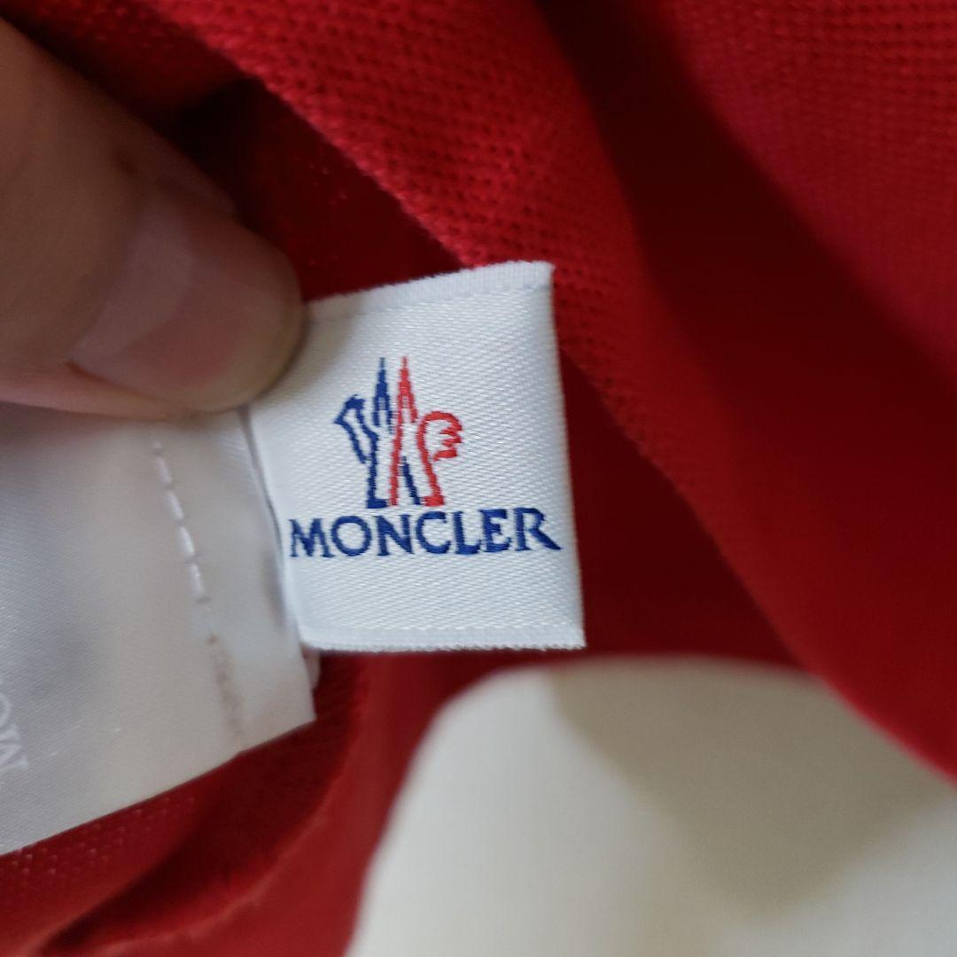 極美品MONCLER レッド ポロシャツ貴重刺繍ロゴ 　サイズL　還暦祝いに！