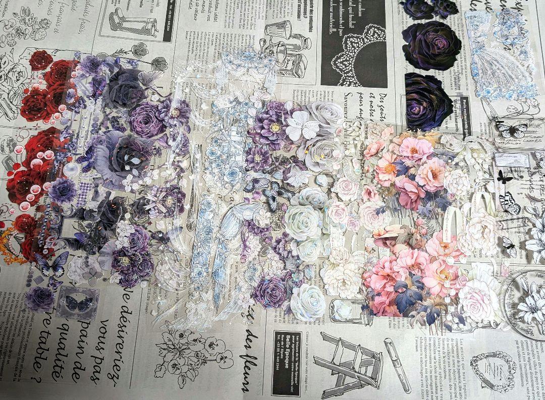海外マスキングテープ　薔薇　花等　切り売り　装飾マステ　切れ端　マステ 海外マスキングテープ 薔薇 花 蝶々等 切り売り 切れ端 装飾