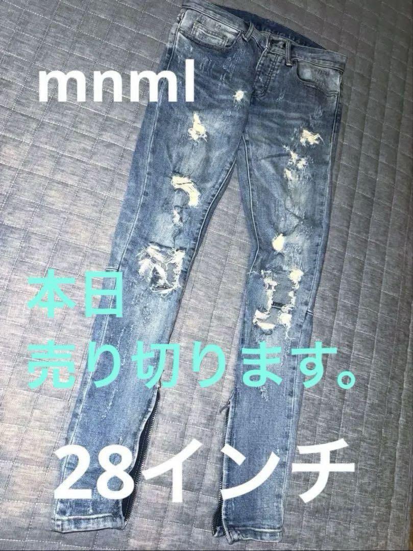 愛用 本日限定】ダメージ加工ライトブルーデニム mnml フィアオブゴッド - メルカリ パンツ