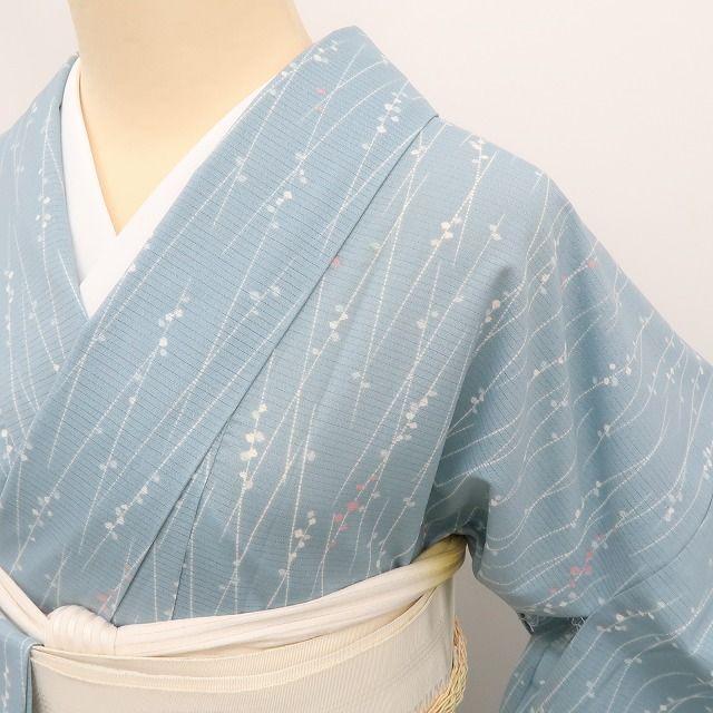 きなこもち✾m1619＊美品未着用 洗える夏着物 絽 仕付糸付 小紋 厳選◇夏物夏着物◇未使用同然◇駒絽織正絹◇仕付け糸◇裄71.5丈