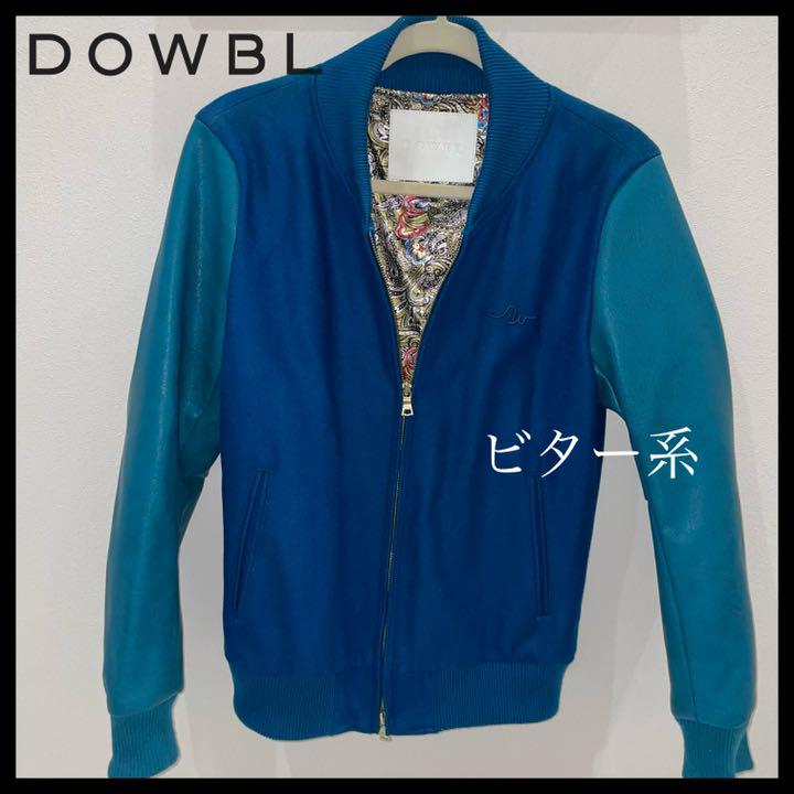DOWBLダブル スタジャン ブルゾン 青 裏ペイズリー総柄 ビター系