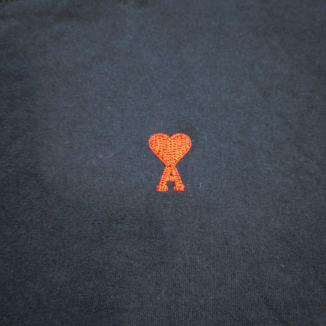AMI PARIS アミパリス コットン ハートロゴ刺繍 Tシャツ M 紺