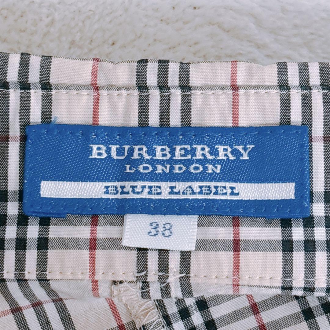 【BURBERRY BLUELABEL】ノバチェックブラウス　比翼ボタン　M相当