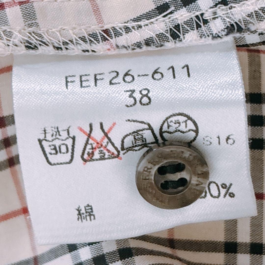 【BURBERRY BLUELABEL】ノバチェックブラウス　比翼ボタン　M相当