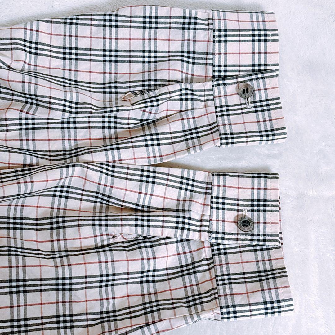 【BURBERRY BLUELABEL】ノバチェックブラウス　比翼ボタン　M相当