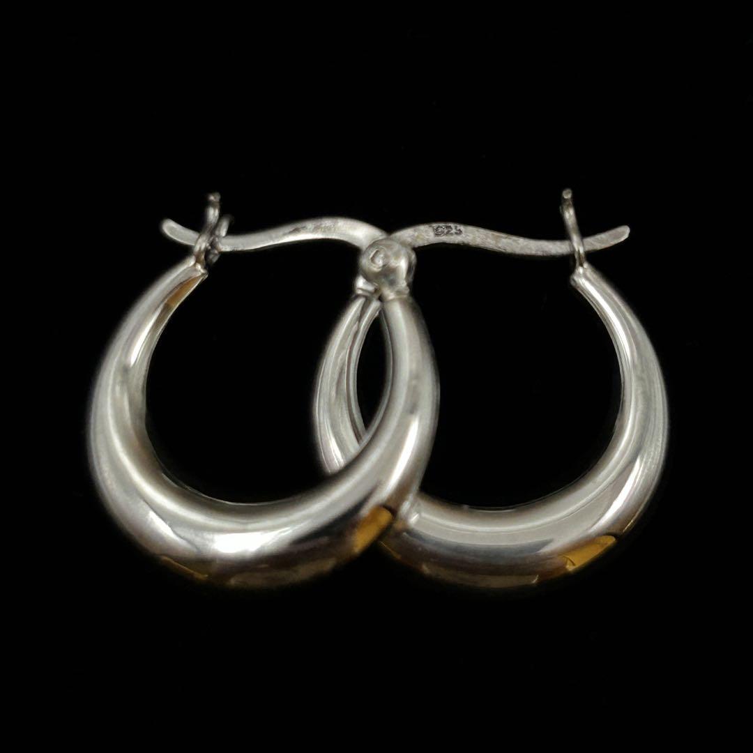シルバー925 Silver 20×20mm シンプルフープピアス/軽研磨/両耳