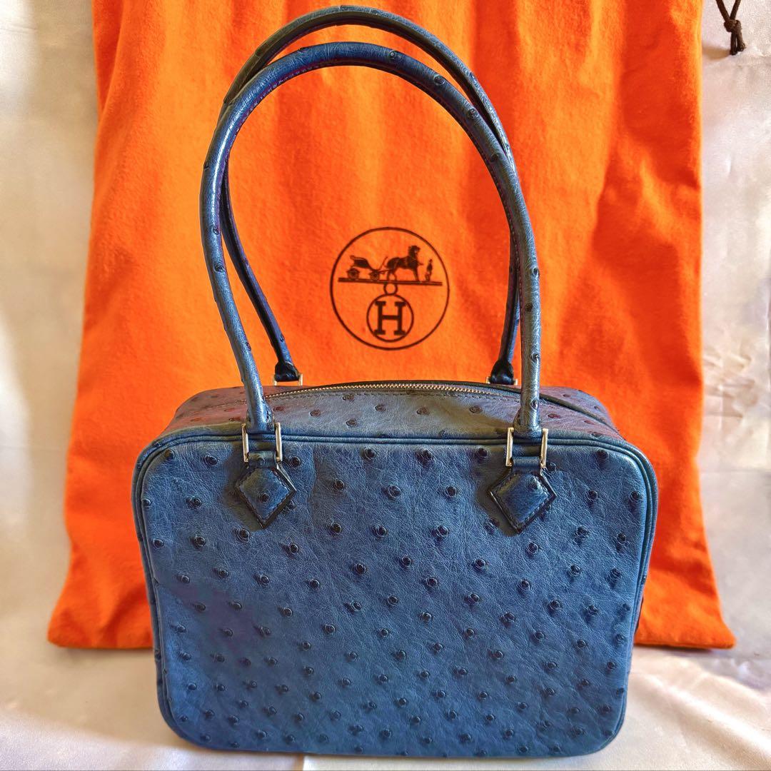 エルメスHERMES ミニ プリュム20 オーストリッチ ブルーロイ