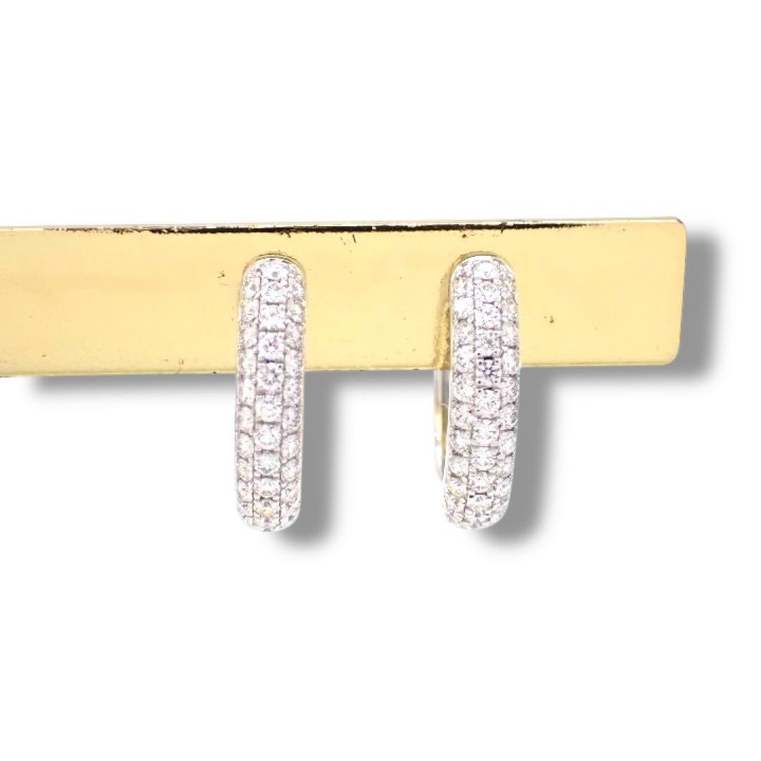 箱 タサキ ダイヤ 0.34ct フープ ピアス 750 K18WG 3685