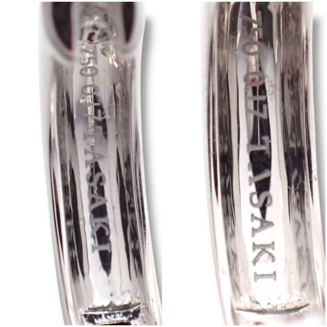 箱 タサキ ダイヤ 0.34ct フープ ピアス 750 K18WG 3685