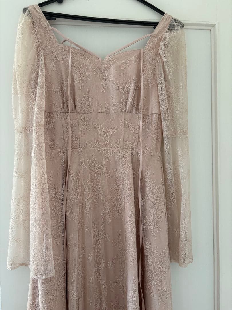 可 EATME リボンショルダーレースワンピース ピンクSS EATME DECORATOM_COM_BR