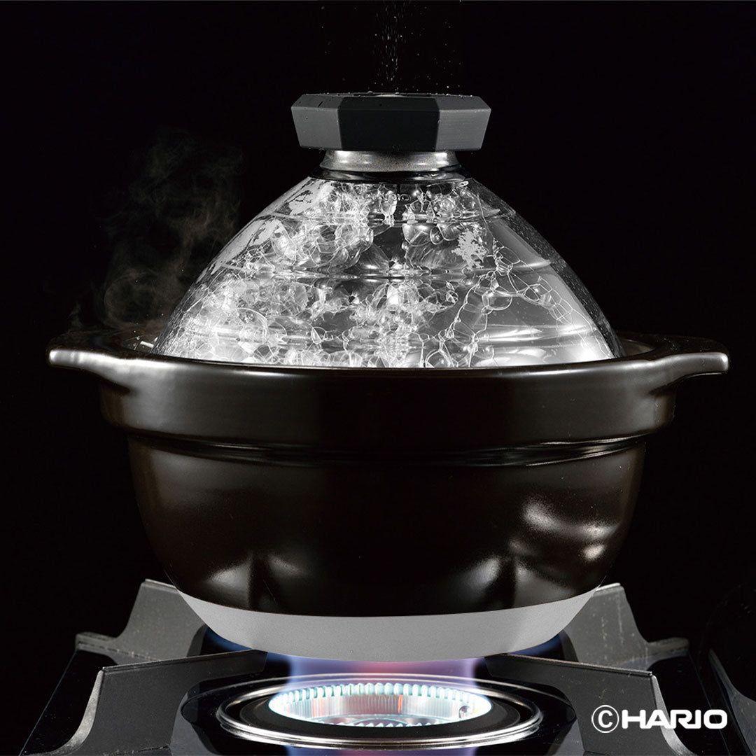 未使用品 HARIO フタがガラスのごはん釜 GN-200B 3合用