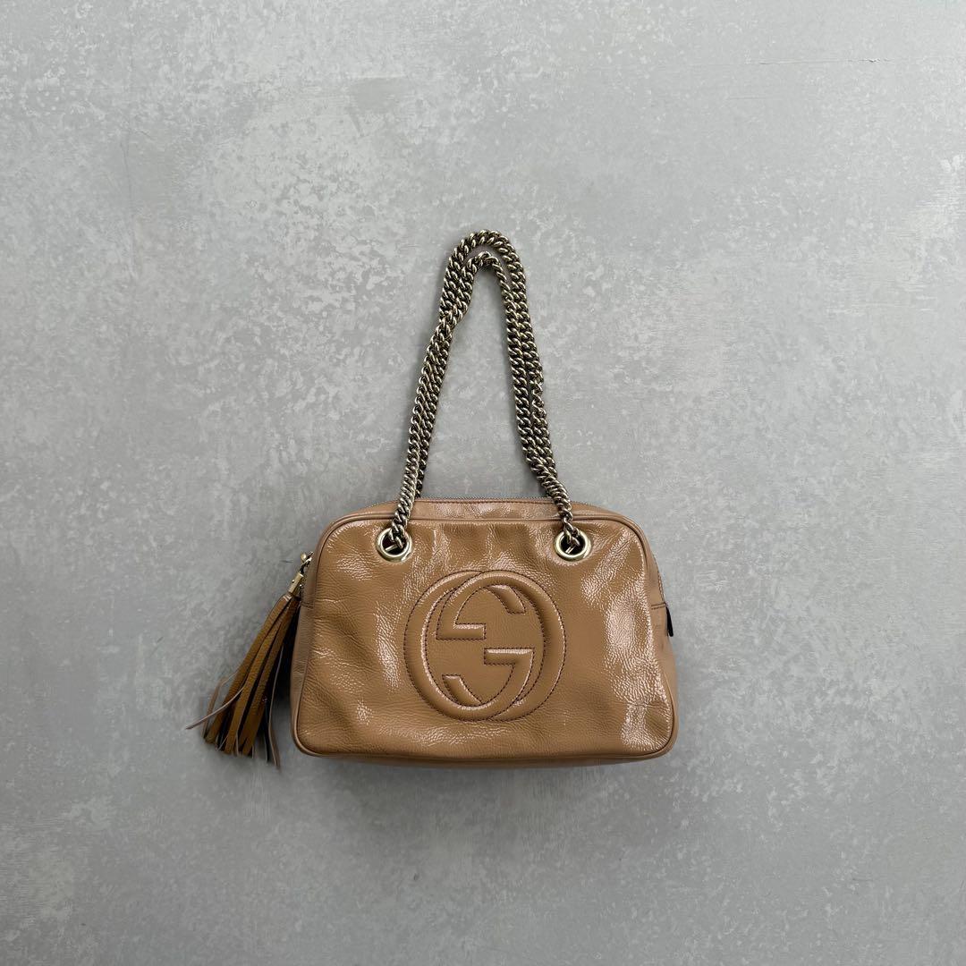 GUCCI ソーホー　エナメル　チェーンショルダーバッグ