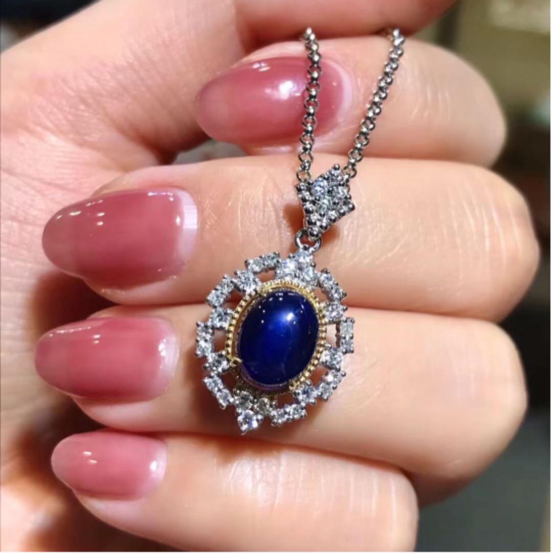 天然 ブルーサファイア ダイヤ ペンダントトップ約 2.9ct k18 ¥