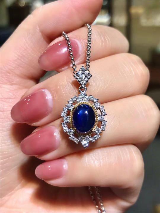 天然 ブルーサファイア ダイヤ ペンダントトップ約 2.9ct k18 ¥