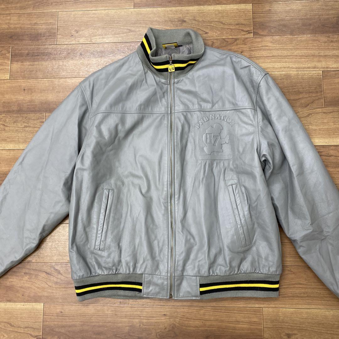 春先取りの RNB ◇30 グレー ヒップホップ レザージャケット 90s NATION ジャケット・アウター