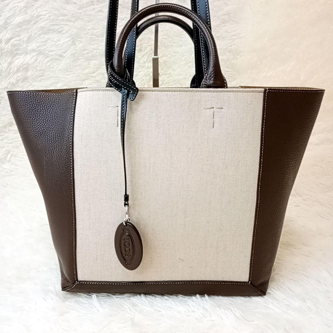 TOD'S ダブルアップ トートバッグ ハンド 2way レザー キャンバス