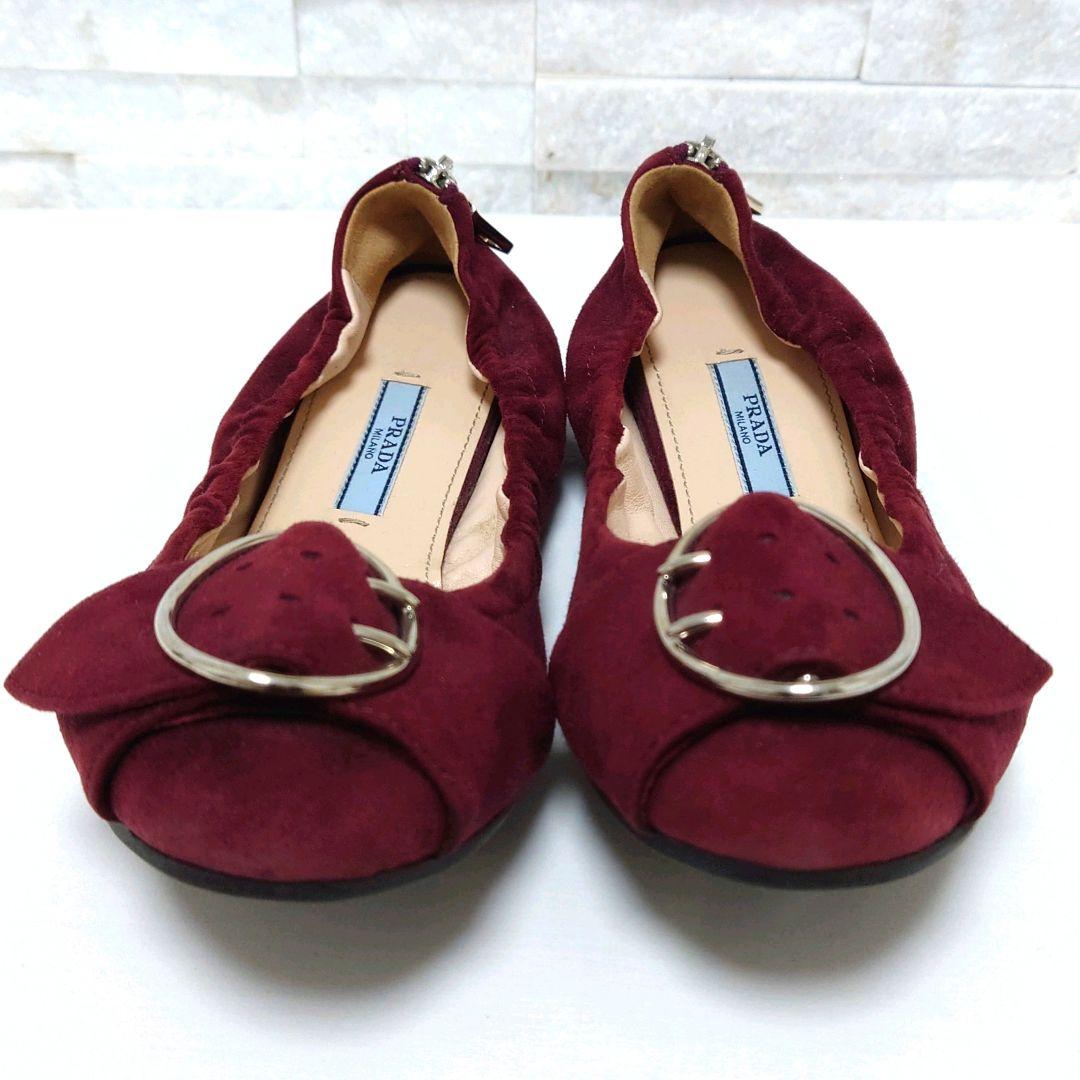 安いSALE 美品 PRADA プラダ バレエシューズ スエード フラットパンプス L8p7q-m35058339903 大得価国産
