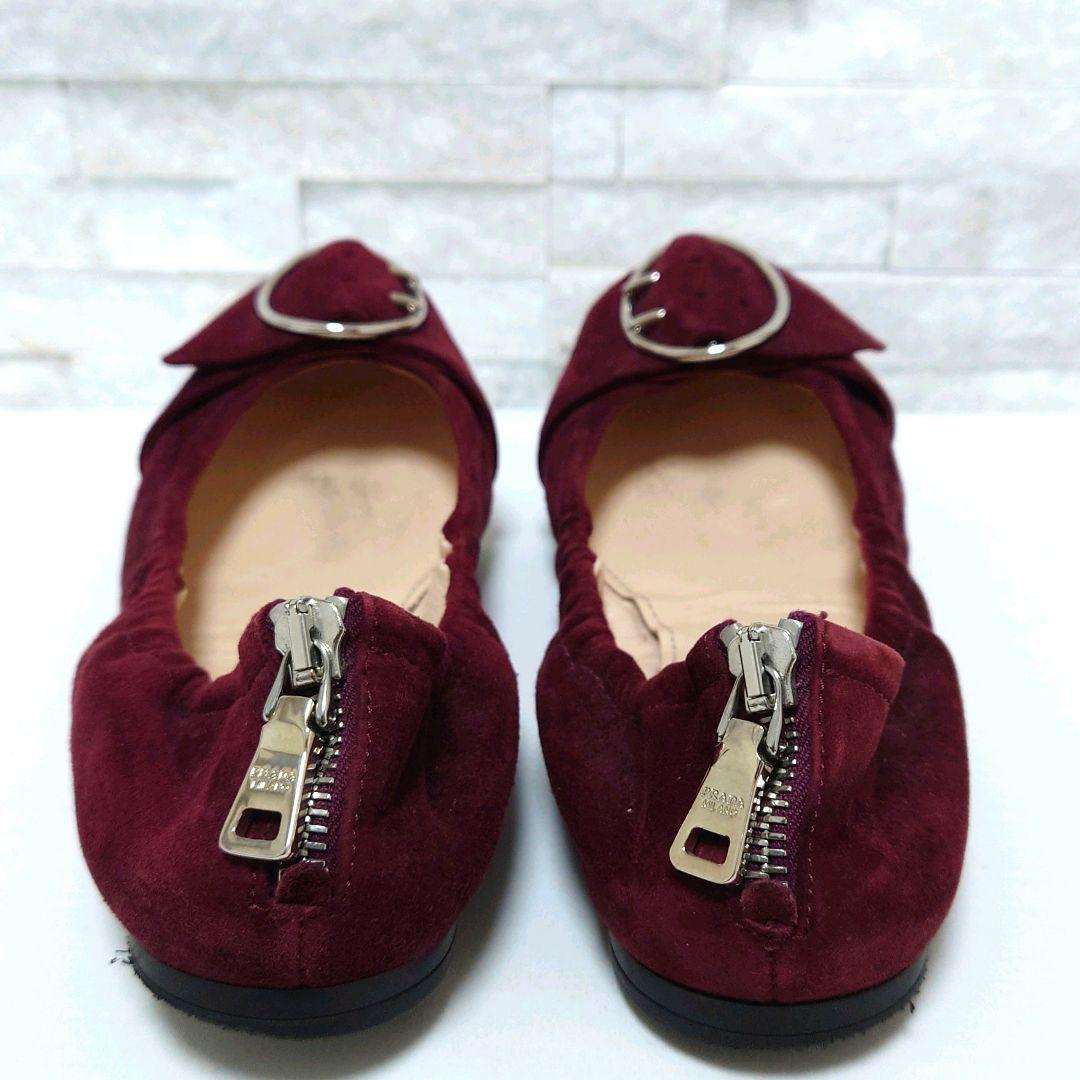 安いSALE 美品 PRADA プラダ バレエシューズ スエード フラットパンプス L8p7q-m35058339903 大得価国産