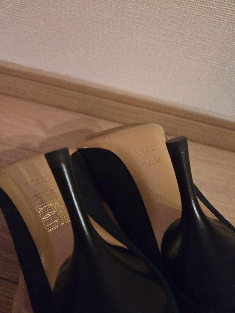 美品】GUCCI ブラック キャンバス ハイヒール24.5cm
