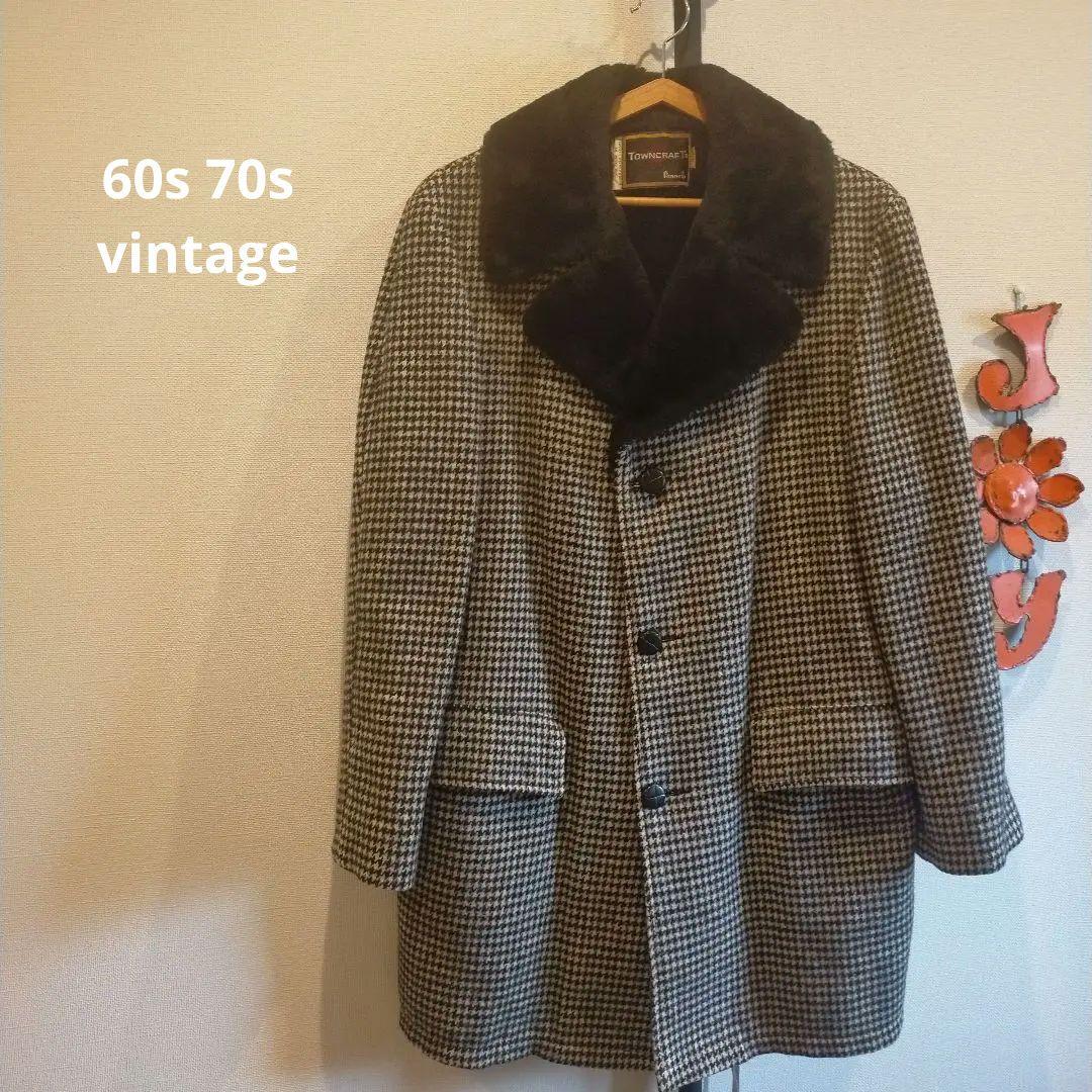 60s 70s towncraft Gang coat 千鳥格子 ステンカラーコート