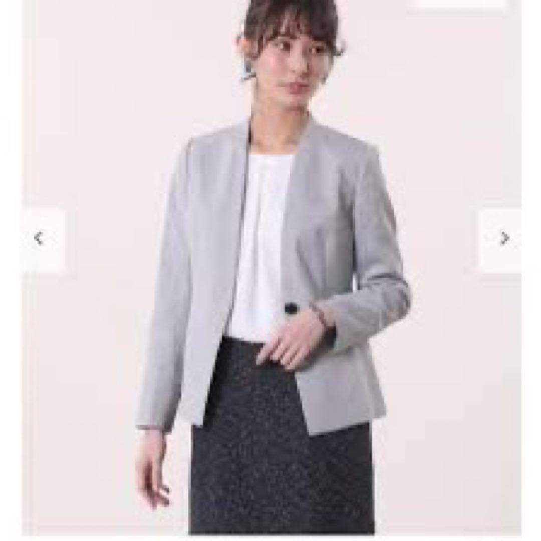 洗える PLST リネンブレンド カラーレスジャケット パンツ セット スーツ