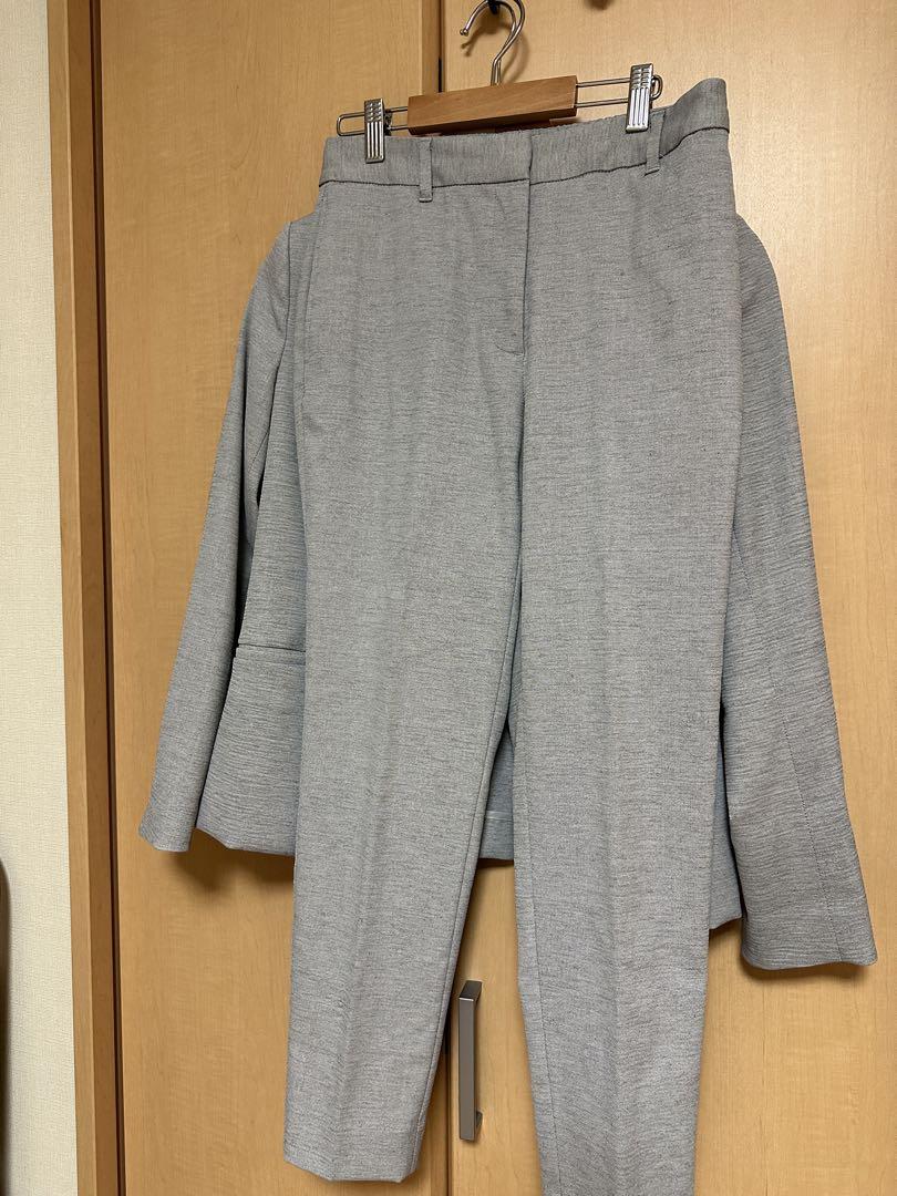 洗える PLST リネンブレンド カラーレスジャケット パンツ セット スーツ
