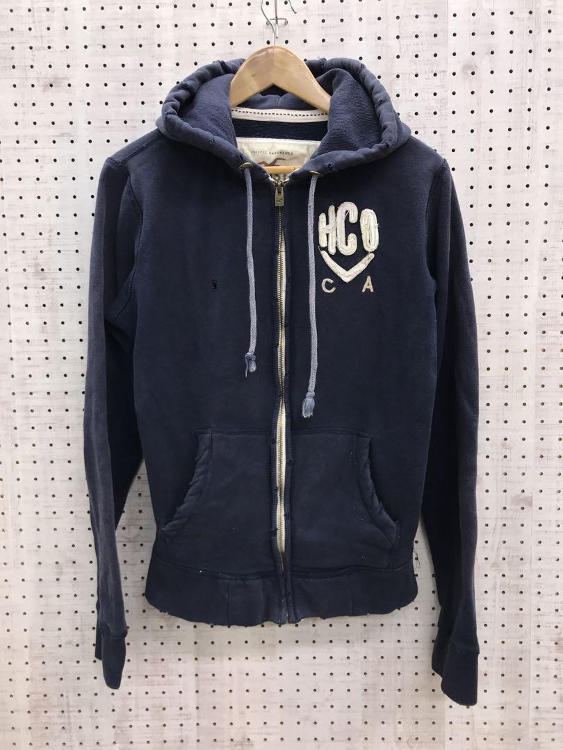 00’s 古着 HOLLISTER アップリケ ダメージ加工 ジップ パーカー